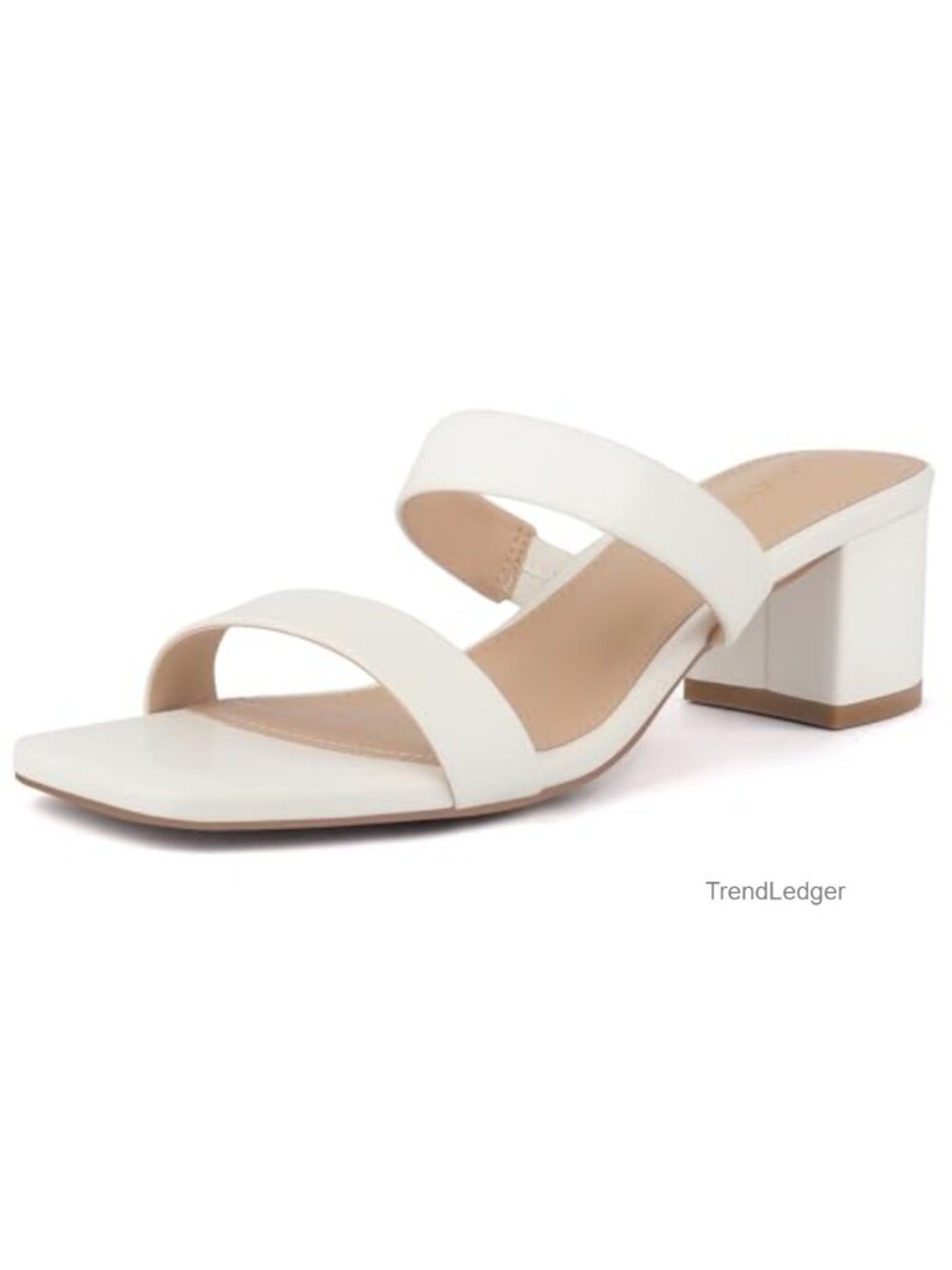 Block Heel Low Heeled Sandals Two-Strap Square Toe Cushioned
